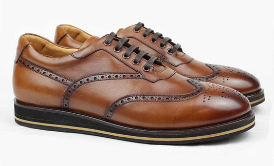 Luxury Men Shoes: The Sepol Shoes Oxford Sneaker Cognac - SEPOL Shoes