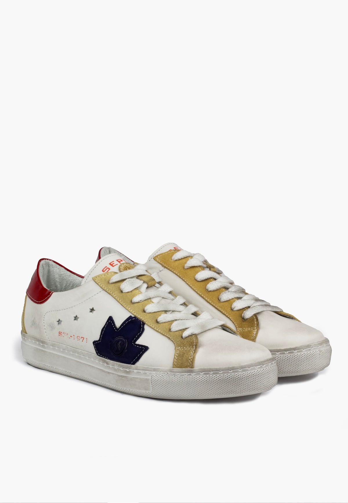 Sepol Ese-Fresh White Blue Leather Sneakers Men’s Size 43 Ese-Fresh-White-Black_16a729ee  main image 3